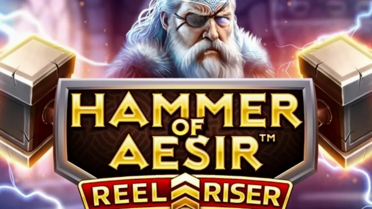 Tampilan visual slot Hammer of Aesir dengan tema mitologi Nordik yang gelap dan elegan