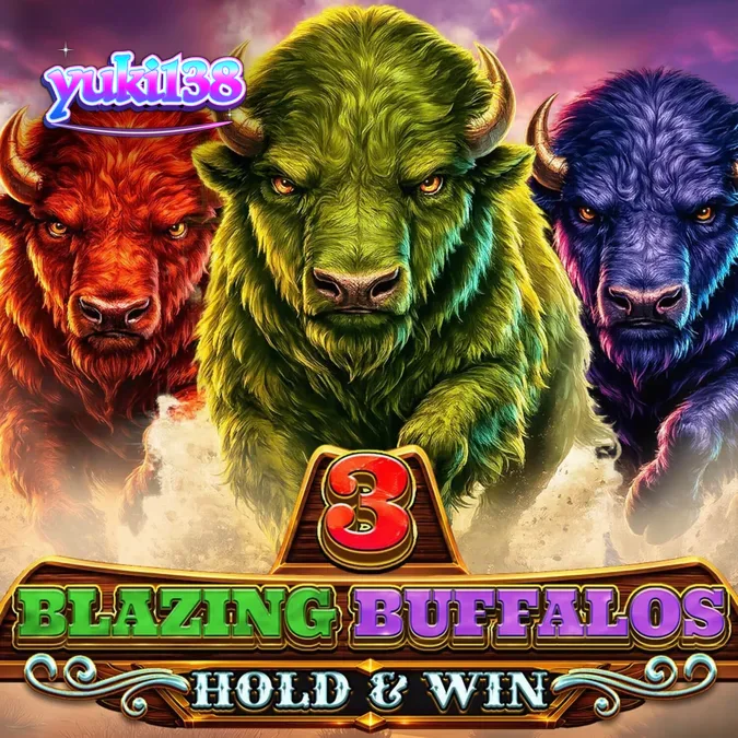 Pemandangan gurun neon dalam permainan 3 Blazing Buffalos